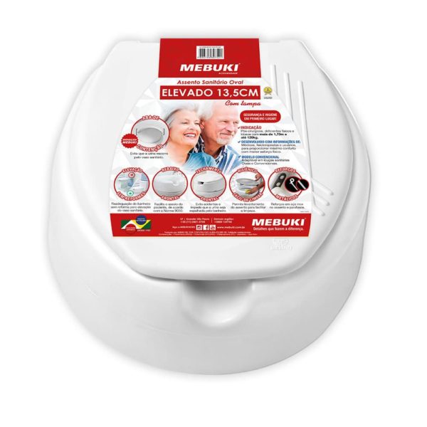 Assento Sanitário Oval Elevado 13,5CM COM TAMPA